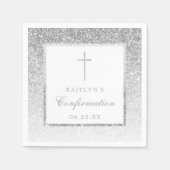 Serviette En Papier Confirmation Élégante De Parties scintillant Argen (Devant)