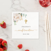 Serviette En Papier Confirmation eucalyptus blanc rose or (En situation)