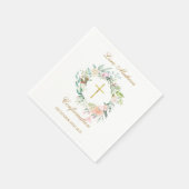Serviette En Papier Confirmation Gold Cross Floral Garland (Coin)