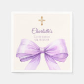 Serviette En Papier Confirmation lavender bow cream cross (Devant)