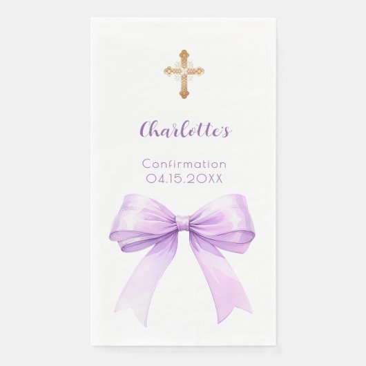 Serviette En Papier Confirmation lavender bow cross girl (Devant)