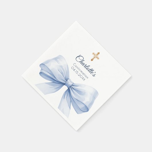 Serviette En Papier Confirmation light blue bow cross (Coin)