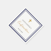 Serviette En Papier Confirmation marine bleu nom blanc garçon gars (Coin)