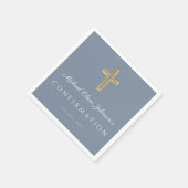 Serviette En Papier Confirmation religieuse Croix Dusty Blue Boy (Coin)