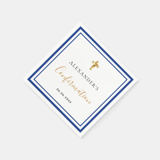 Serviette En Papier Confirmation royal bleu blanc nom garçon gars (Coin)
