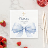 Serviette En Papier Confirmation ruban bleu clair croix déjeuner (En situation)
