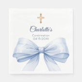 Serviette En Papier Confirmation ruban bleu clair croix déjeuner (Devant)