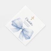 Serviette En Papier Confirmation ruban bleu clair croix déjeuner (Coin)