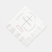 Serviette En Papier Confirmation Silver Cross Girl Pink Nom (Coin)