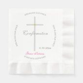 Serviette En Papier Confirmation Silver Cross Girl Pink Nom (Devant)