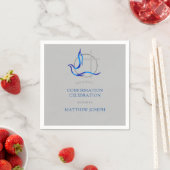 Serviette En Papier Confirmation trendy Blue and Grey Cross Dove (En situation)