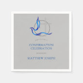 Serviette En Papier Confirmation trendy Blue and Grey Cross Dove (Devant)