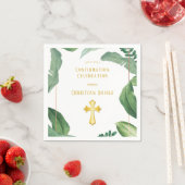 Serviette En Papier Confirmation Trendy Green And Gold Cross (En situation)