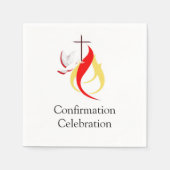 Serviette En Papier Confirmation trendy Red Yellow Fire Cross Dove (Devant)