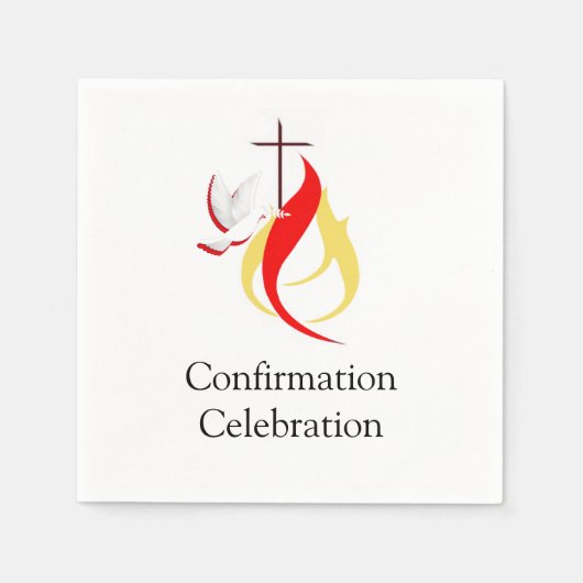 Serviette En Papier Confirmation trendy Red Yellow Fire Cross Dove (Devant)