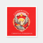 Serviette En Papier Confirmation White Dove Red Flamed Custom (Devant)