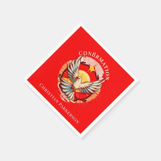 Serviette En Papier Confirmation White Dove Red Flamed Custom (Coin)
