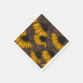 Serviette En Papier Confleurs jaunes sur brun foncé (Coin)