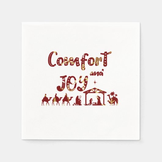 Serviette En Papier Confort Et Joie Nativité Christian Noël (Devant)