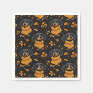 Serviette En Papier Confortable Dachshund Automne Motif - Amoureux de