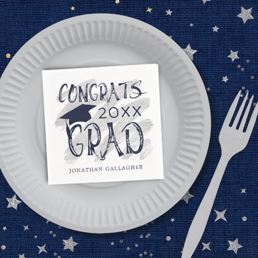 Serviette En Papier Congrats de graduation moderne Couleurs sur mesure