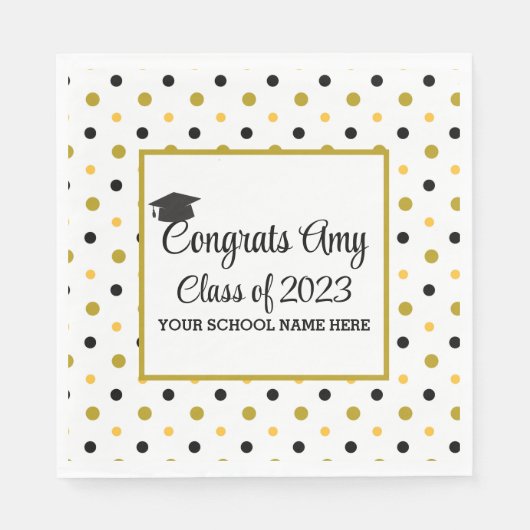 Serviette En Papier Congrats d'or moderne Classe de Graduation de 2023 (Devant)