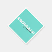 Serviette En Papier Congrats Modernes Aqua Blue Typographie (Coin)