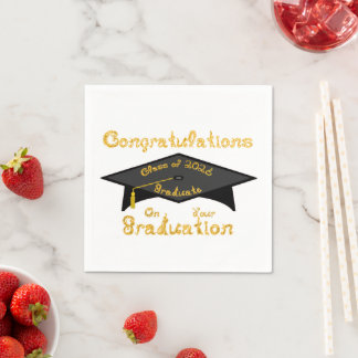 Serviette En Papier Congratulations Class of 2026 Graduate Black Cap
