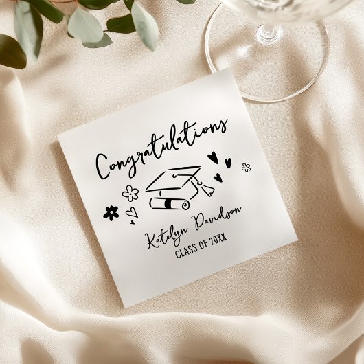 Serviette En Papier Congratulations Hand Drawn Doodle Graduation Party