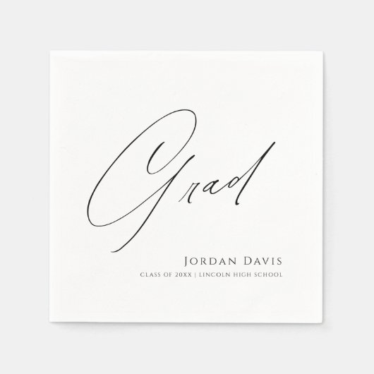 Serviette En Papier Congrès de la typographie noire Diplômé moderne (Devant)