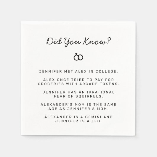 Serviette En Papier Connaissez-vous les faits Fiançailles (Devant)