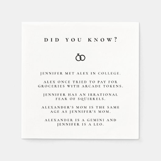 Serviette En Papier Connaissez-vous les faits Fiançailles (Devant)