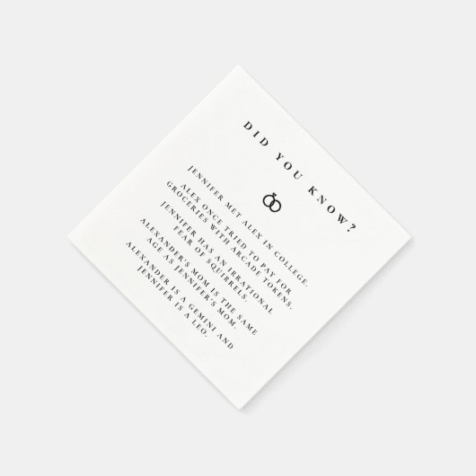 Serviette En Papier Connaissez-vous les faits Fiançailles (Coin)