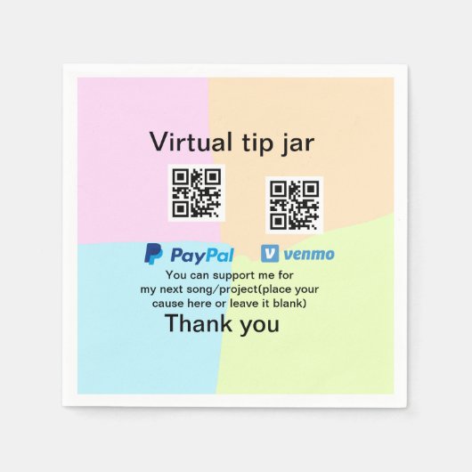 Serviette En Papier Conseil virtuel jar q r code argent don PayPal ven (Devant)