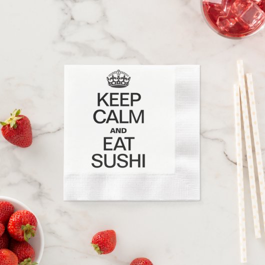 SERVIETTE EN PAPIER CONSERVEZ LE CALME ET MANGEZ SUSHI (En situation)