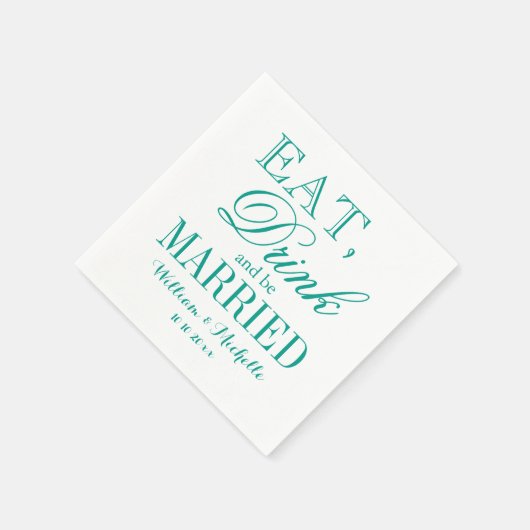 Serviette En Papier Consommer boire être marié turquoise mariage servi (Coin)