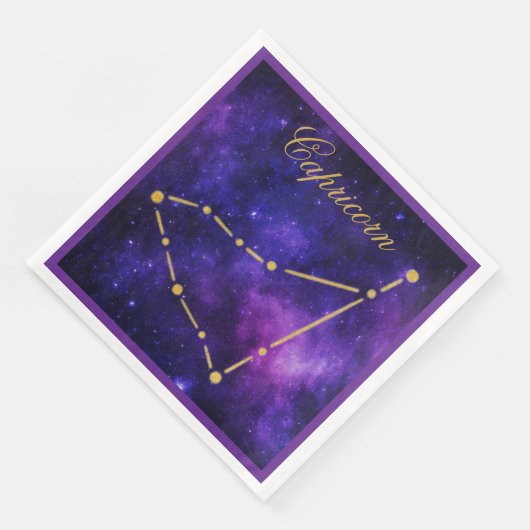 Serviette En Papier Constellation de Capricorne d'or sur Galaxie noire (Coin)