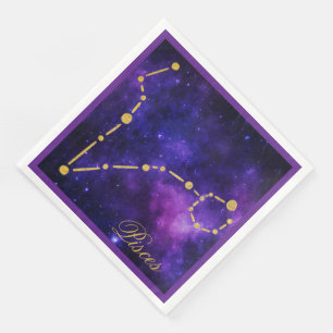 Serviette En Papier Constellation de pointes d'or sur galaxie foncée