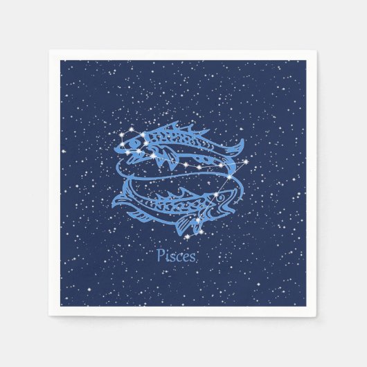Serviette En Papier Constellation de Poissons et signe de zodiaque (Devant)