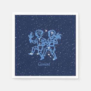 Serviette En Papier Constellation des Gémeaux et signe du zodiaque ave