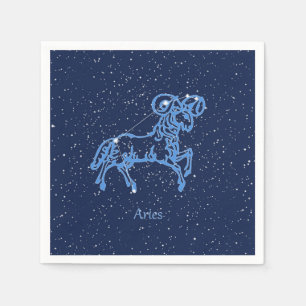 Serviette En Papier Constellation et signe zodiacal du Bélier avec des