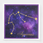 Serviette En Papier Constellation Gold Aquarius sur Galaxie foncée | (Devant)