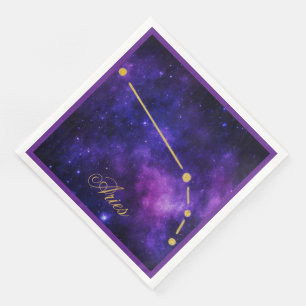 Serviette En Papier Constellation Gold Aries sur Galaxie foncée  