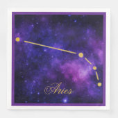 Serviette En Papier Constellation Gold Aries sur Galaxie foncée | (Devant)