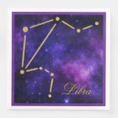 Serviette En Papier Constellation Gold Libra sur Galaxie noire | (Devant)