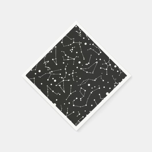 Serviette En Papier Constellations blanc et noir (Coin)