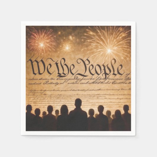 Serviette En Papier Constitution des États-Unis avec feux d'artifice (Devant)