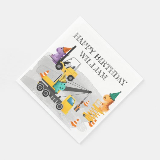 Serviette En Papier Construction 2e fête d'anniversaire, Thème Dinosau (Coin)