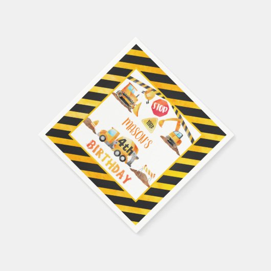 Serviette En Papier Construction Anniversaire Napkin - W (Coin)