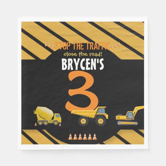 Serviette En Papier Construction Anniversaire Truck Party (Devant)